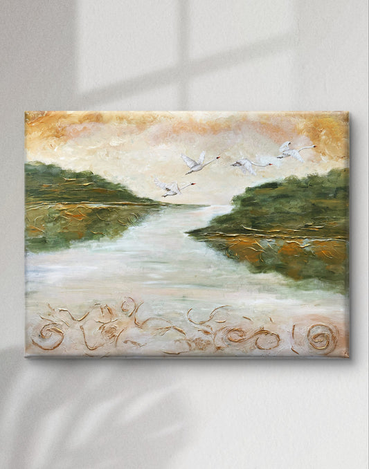 "The Flight of the Swans of Lir" Original Painting