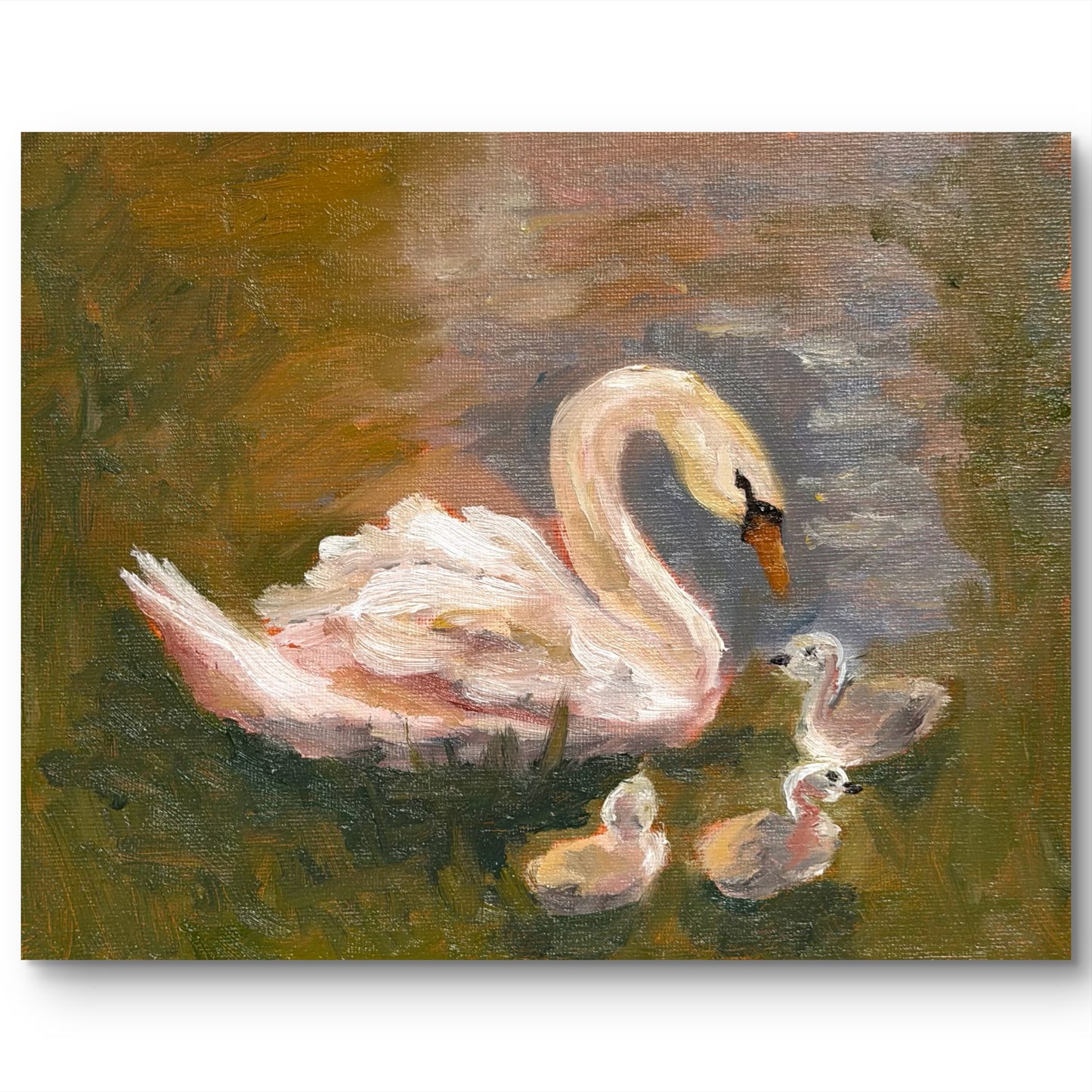 "Swan and Babies" Original Painting